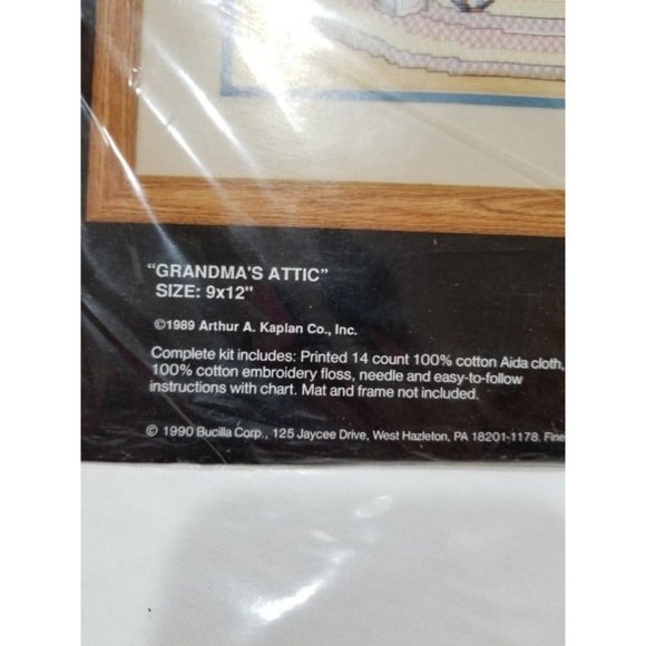 NIP Vintage Bucilla Printed Cross Stitch Kit "Grandma's Attic" 40378 - Picture 2 of 4